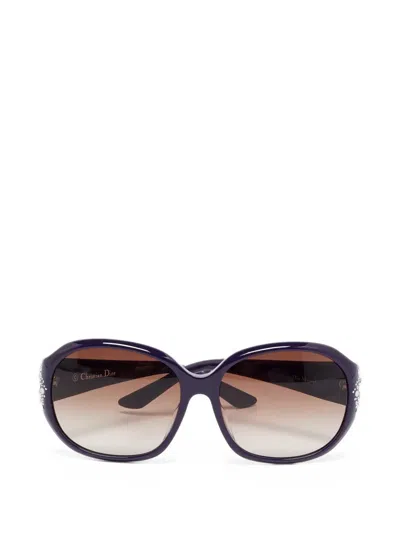 Pre-owned Dior Minuitf Embellished Oversized Sunglasses In Purple
