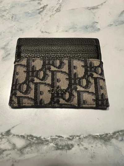 Pre-owned Dior Monogram Card Holder In Beige