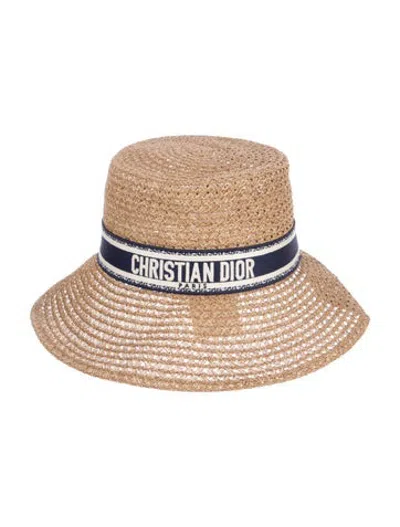 Pre-owned Dior Neutral Straw Sun Hat In Neutrals