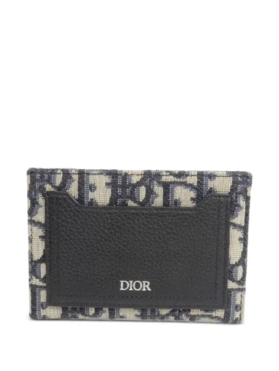 Pre-owned Dior Oblique Card Holder In Blue