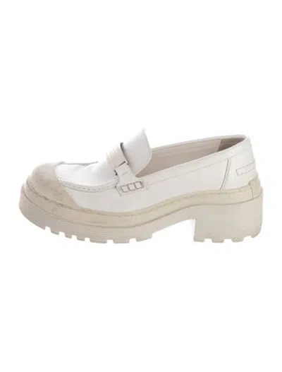 Pre-owned Dior Patent Leather Loafers In White