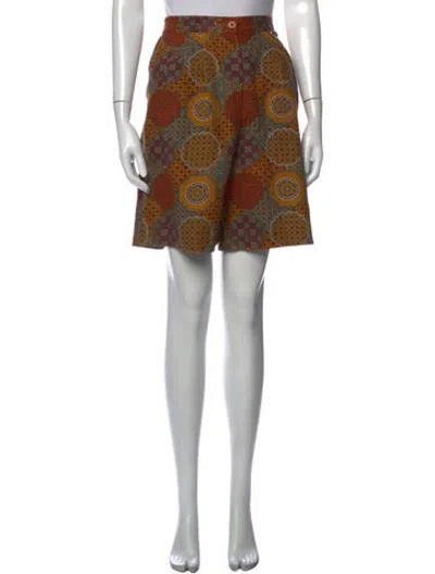 Pre-owned Dior Patterned Mini Shorts In Green/orange