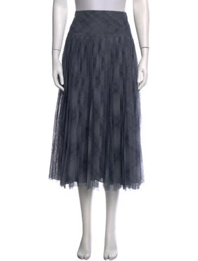 Pre-owned Dior Plaid Print Midi Length Skirt In Blue