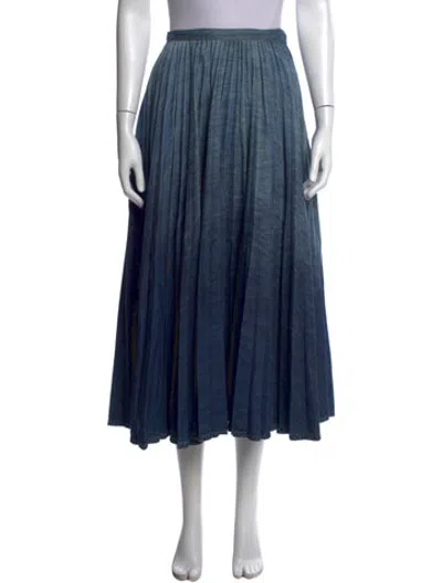 Pre-owned Dior Pleated Accents Long Skirt In Blue