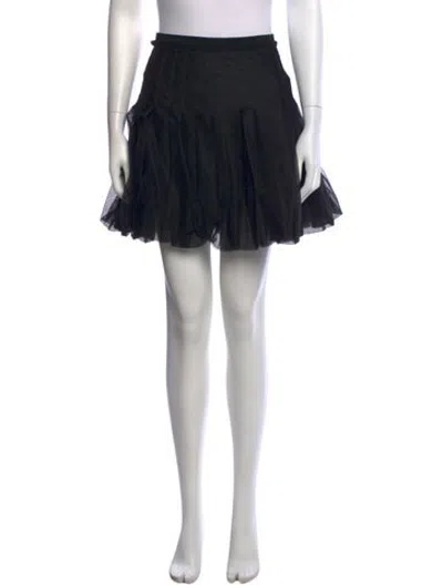Pre-owned Dior Pleated Accents Mini Skirt W/ Tags In Black
