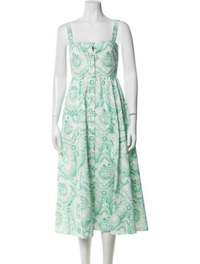 Pre-owned Dior Printed Midi Length Dress In Green