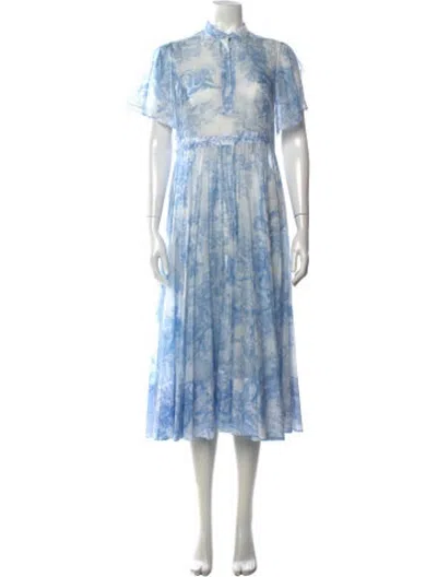 Pre-owned Dior Printed Midi Length Dress In White