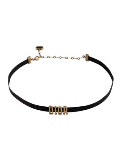 Pre-owned Dior Ribbon Choker Necklace, 14.25" In Multicolor