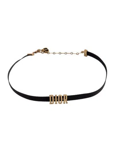 Pre-owned Dior Ribbon Choker Necklace, 15.25" In Multicolor