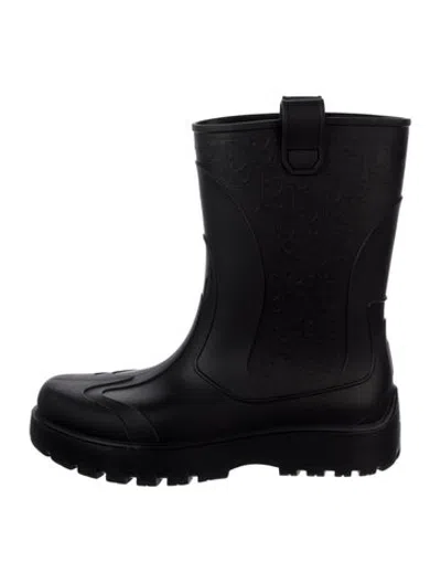 Pre-owned Dior Rubber Graphic Print Rain Boots In Black