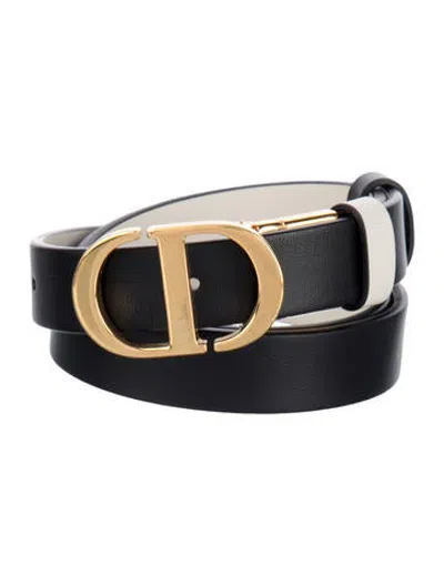 Pre-owned Dior Signature Logo Skinny Waist Belt In Black