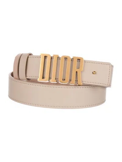 Pre-owned Dior Signature Logo Skinny Waist Belt In Neutrals