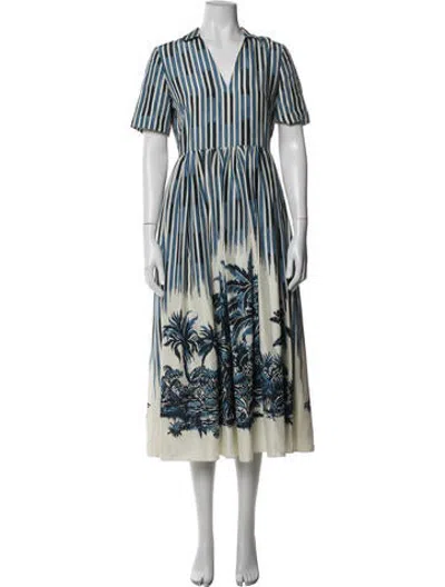 Pre-owned Dior Silk Midi Length Dress In Blue