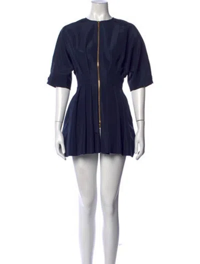 Pre-owned Dior Silk Mini Dress In Blue