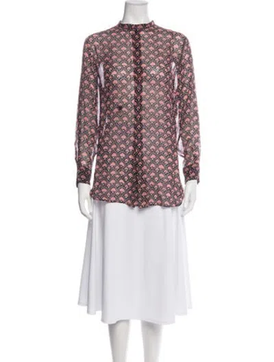 Pre-owned Dior Silk Printed Blouse In Black/pink