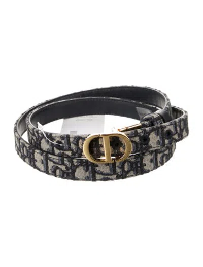 Pre-owned Dior Skinny Canvas Waist Belt In Blue