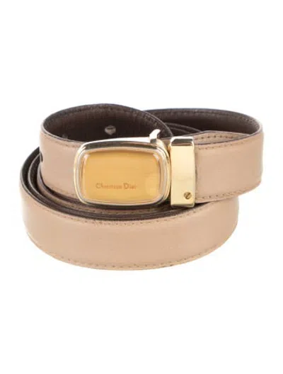 Pre-owned Dior Skinny Leather Waist Belt In Brown