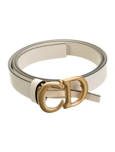 Pre-owned Dior Skinny Leather Waist Belt In White