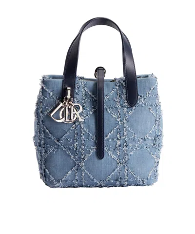 Dior Small  Toujours Vertical Tote Bag In Blue