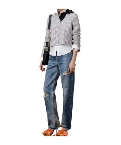 Dior Straight Cropped Jacket In Gray