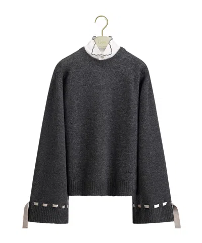 Dior Sweater With Removable Satin Collar In Black