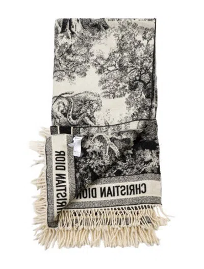 Pre-owned Dior Toile De Jouy Throw Blanket In Neutrals
