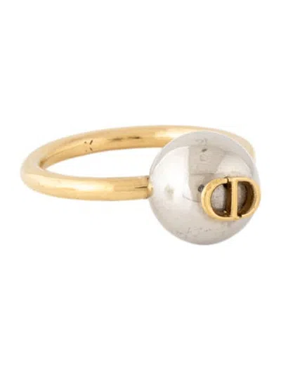 Pre-owned Dior Two-tone Cd Sphere Cocktail Ring In Multicolor