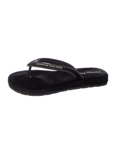 Pre-owned Dior Velvet Flip Flops In Blue