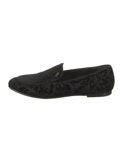 Pre-owned Dior Velvet Patterned Loafers In Black