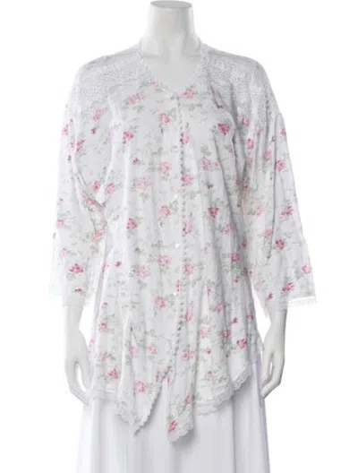 Pre-owned Dior Vintage Floral Print Nightgown In White