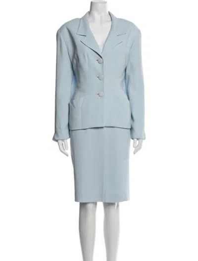 Pre-owned Dior Vintage Pleated Accents Skirt Set In Blue