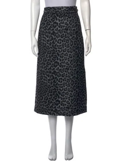 Pre-owned Dior Virgin Wool Midi Length Skirt In Grey