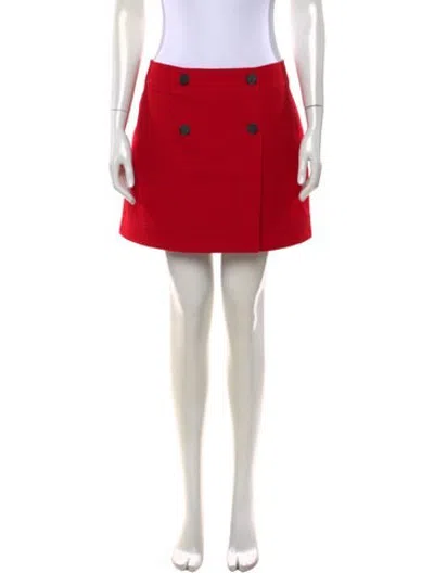Pre-owned Dior Virgin Wool Mini Skirt In Red