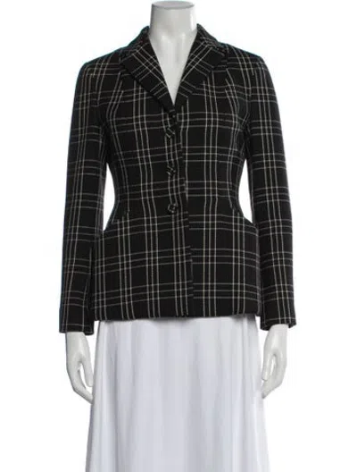Pre-owned Dior Virgin Wool Plaid Print Blazer In Grey