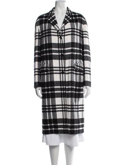 Pre-owned Dior Virgin Wool Plaid Print Coat In Black