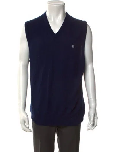 Pre-owned Dior V-neck Sleeveless Sweater Vest In Blue
