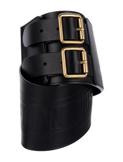 Pre-owned Dior Wide Leather Waist Belt In Black