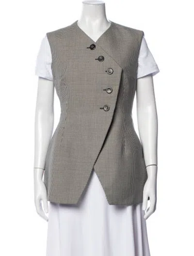 Pre-owned Dior Wool Houndstooth Print Vest In White