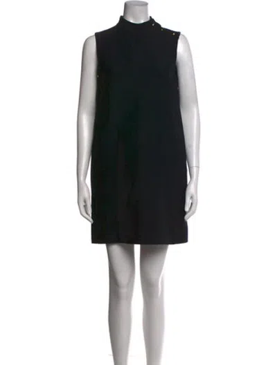 Pre-owned Dior Wool Mini Dress In Black