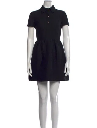 Pre-owned Dior Wool Mini Dress In Black