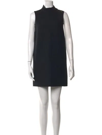 Pre-owned Dior Wool Mini Dress In Black
