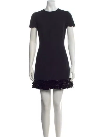 Pre-owned Dior Wool Mini Dress In Blue