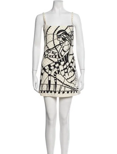 Pre-owned Dior Wool Mini Dress In Neutrals