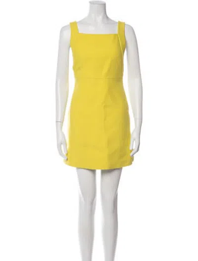 Pre-owned Dior Wool Mini Dress In Yellow