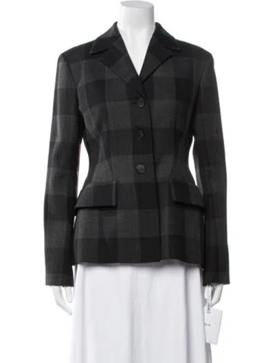 Pre-owned Dior Wool Plaid Print Blazer W/ Tags In Black/blue