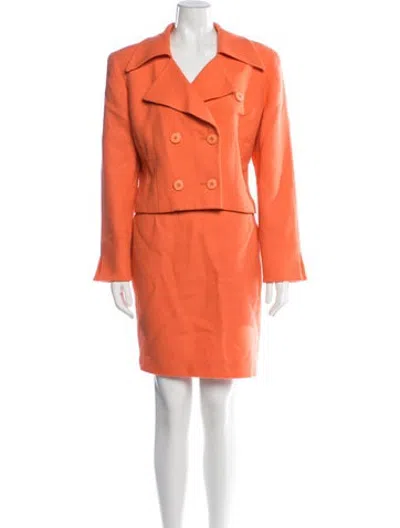 Pre-owned Dior Wool Skirt Suit In Orange