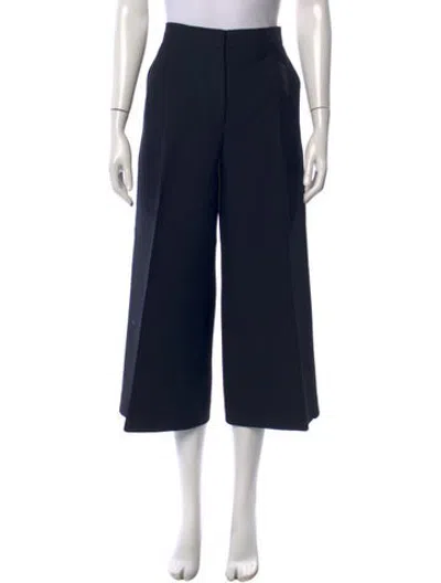 Pre-owned Dior Wool Wide Leg Pants In Black