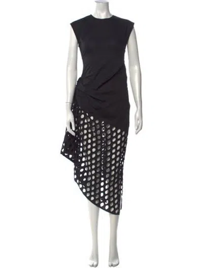 Pre-owned Diotima Crew Neck Midi Length Dress In Black