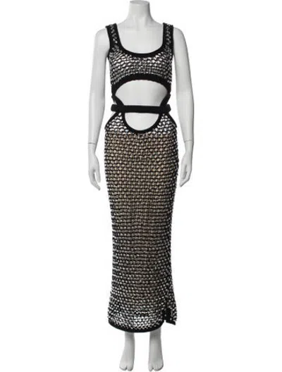 Pre-owned Diotima Patterned Long Dress In Black