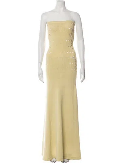 Pre-owned Diotima Patterned Long Dress In Yellow